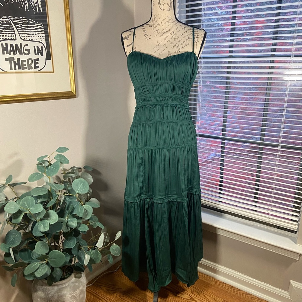 Elegant Emerald Green Anthropologie Gown